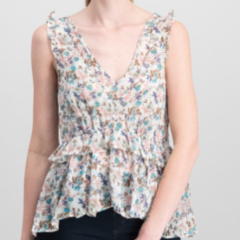 Re:named: Like New Floral print ruffle blouse